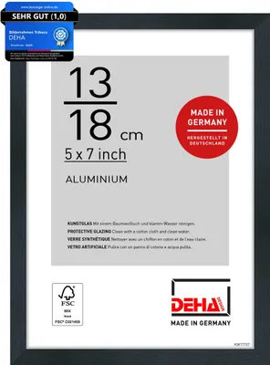 Produktbild von DEHA Design Aluminium Portraitrahmen Tribeca, 13x18 cm, Struktur Schwarz Matt