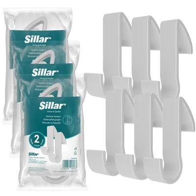 Produktbild von Sillar 6x Heizkörperhaken Weiß – Handtuchhalter für Badezimmer, Bademantel Haken, Wandfreie Montage