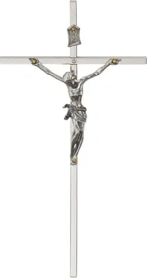 Produktbild von Kreuz aus Neusilber, Silber, 15,5 cm, mit Christusbild aus Zinklegierung, anlaufgeschützt