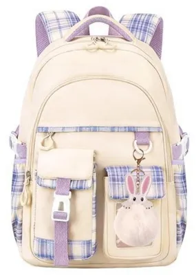 Zdjęcie produktu dla Plecok dla dziewczynek, plecak dziecięcy w stylu kawaii, torba szkolna dla nastolatek, plecak do szkoły podstawowej i średniej, torba na książki, plecak do codziennego użytku, kolor beżowy, wymiary 45x33x16 cm, wodoodporny