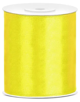 Produktbild von 25m Satin Geschenkband gelb 10cm breit