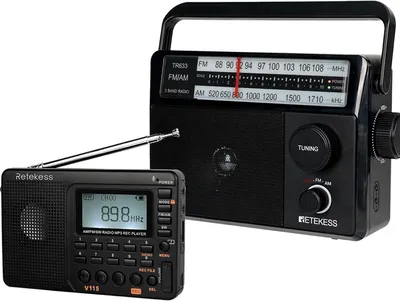 Image de Retekess V115 Radio numérique portable, AM FM SW, 1000mAh Rechargeable ; TR633 Radio portable, prise d'antenne externe, radio de valise, AM FM