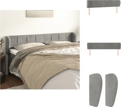 Produktbild von vidaXL Kopfteil mit Ohren Hellgrau 203x23x78/88 cm Samt -  Kopf- & Fußenden
