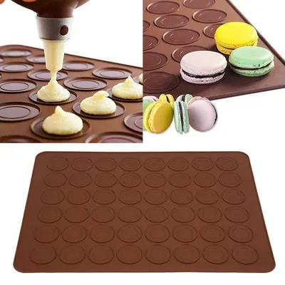 48-Loch Silikon-Macaron-Backmatte, antihaftbeschichtet, 38,5x28,5 cm