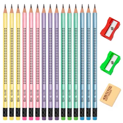 Image de Crayons de couleur triangulaires, multicolores, avec gomme, 30 pièces, pour écrire et dessiner