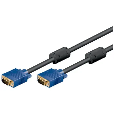Immagine prodotto di Goobay 93369 Cavo monitor Full HD SVGA, placcato oro, 3 m, blu-nero - Spina VGA (15 pin) > Spina VGA (15 pin)
