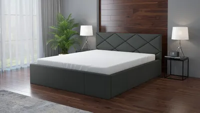 Produktbild von Polsterbett ALEXIS  180x200 mit Matratze und Bettkasten. Farbe: Grau.