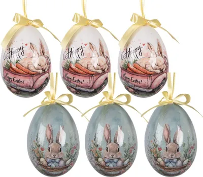 Image de Clayre & Eef Pendentifs de Pâques Jeu de 6 7x10 cm Plusieurs plastiques