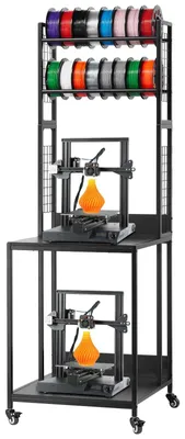 Zdjęcie produktu dla VEVOR 4-poziomowy mobilny stojak do przechowywania filamentu, stojak do przechowywania filamentu do drukarek 3D, uchwyt na szpulę filamentu na kółkach, stojak organizacyjny do studia druku 3D