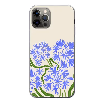 Produktbild von MuchoWow® Handyhülle Schutzhülle Hülle für iPhone 13 Pro Blume - Blau - Blatt - Einfach Silikon Softcase Handy Hülle - Handy-Tasche