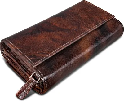 Produktbild von ROYALZ "Orelia" Vintage Leder Geldbörse für Damen Portemonnaie groß mit vielen Fächern RFID-Blocker Brieftasche Querformat