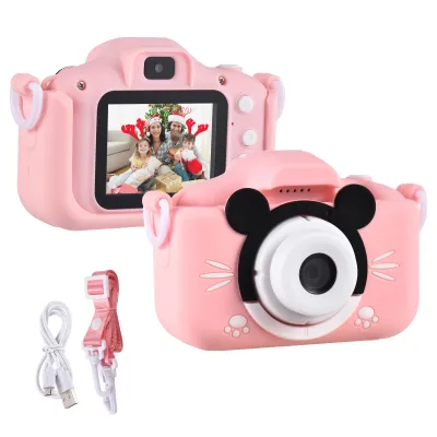 Produktbild von Mini-Cartoon-Kinder-Digitalkamera 1080P Digital-Videokamera fuer Kinder Dual-Objektiv 2,0-Zoll-IPS-Bildschirm mit Umhaengeband Geburtstags-Weihnachtsgeschenk fuer Jungen Maedchen