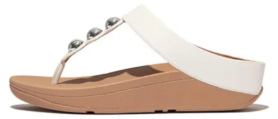 Produktbild von FITFLOP FitFlop Fino Zehenstegsandalen aus Leder mit Spiegelkuppel OFF-WHITE 42