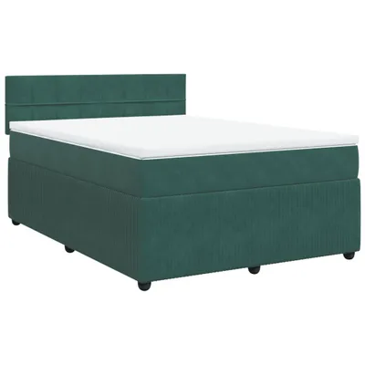 Produktbild von Boxspringbett mit Matratze Dunkelgrün 140x200 cm Samt