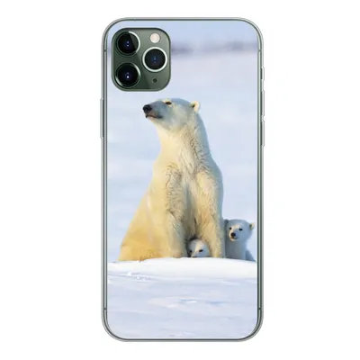 Produktbild von MuchoWow® Handyhülle Schutzhülle Hülle für iPhone 11 Pro Max Eisbär - Schnee - Jungtiere Silikon Softcase Handy Hülle - Schutz