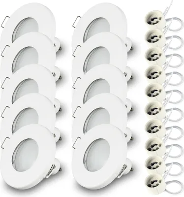 Obrázok produktu pre 10x zapustené bodové svietidlo SET LED 230V IP44 RIK.6 biela GU10 7W neutrálna biela