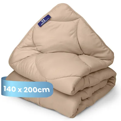 Produktbild von Slaapspeciaal Bettdecke ohne Bezug 140x200 - Ganzjahresdecke [Wärmeklasse 2] Atmungsaktiv & Regulierend - Gelfasern für Daunengefühl - Beige