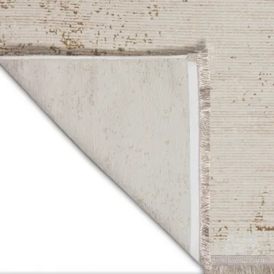 Image de Tapis brillant pour le salon, couleur or et blanc - Dimensions : 140 x 200 cm