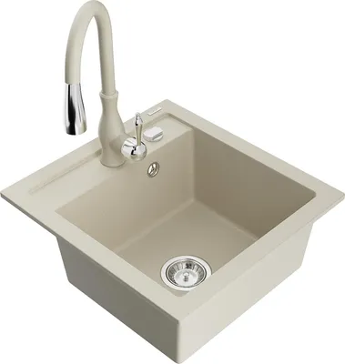 Image de Évier Vitogranite 1 bac avec mitigeur Savita, beige (6503-69-672601-69)