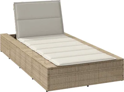 Produktbild von Sonnenliege mit schwebender Auflage Beige Poly Rattan