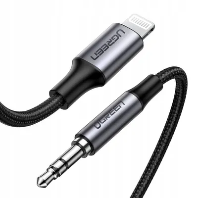 Zdjęcie produktu dla Ugreen kabel przewód audio AUX MFI Lightning - 3,5 mm mini jack 1 m szary (70509)