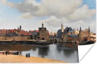 Produktbild von MuchoWow® Poster Vermeer - Stadt - Alte Meister - Kunst 180x120 cm - Fotoplakat