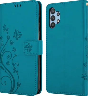 Image de Cadorabo Housse pour Samsung Galaxy A32 5G Housse de protection en bleu Housse pour portable Etui Case Fleurs Flower