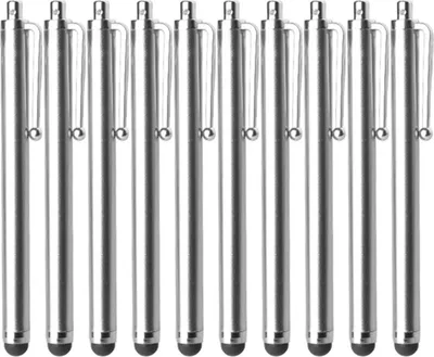 Produktbild von 10pcs bequemer Touchscreen-Stift Wide Application Aluminium universeller rundköpfiger kapazitiver Stift für iPad-Silber