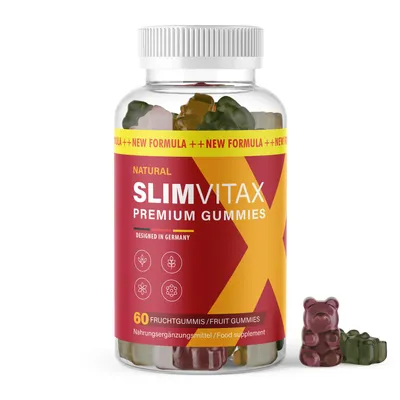 Produktbild von Slimvitax Premium Gummies | mit L-Arginin und Grüntee | in großer Maxi-Dose | 60 Gummies Inhalt
