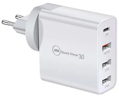 Immagine prodotto di Caricabatterie USB-C da 48W, caricabatterie rapido con 4 porte, caricabatterie multiplo con tecnologia PD 3.0