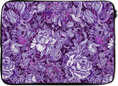 Produktbild von MuchoWow® Laptop Hülle 13 Zoll Kolibri - Rosen - Lila Laptoptasche - Laptophülle - Sleeve - Rundumschutz