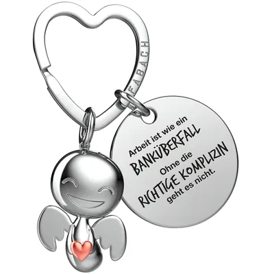 Produktbild von FABACH Beste Kollegin Schutzengel Schlüsselanhänger mit Herz und Gravur – Engel Glücksbringer mit Botschaft Abschiedsgeschenk für Arbeitskollegin