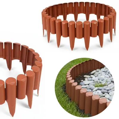 Produktbild von Rasenkante Gartenpalisade Kunststoff 2,5 m Terrakotta – Beeteinfassung