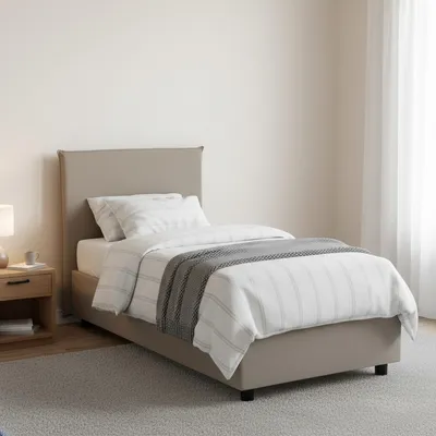 Immagine prodotto di Talamo Italia Letto Singolo Artemisiai 105x215 cm Grigio Tortora, Contenitore Imbottito  Italy