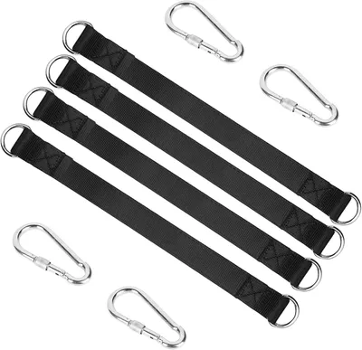Produktbild von Baumgurt 30 cm, 4 Stück, Polyester, mit D-Ringen und Karabinern, für Hängematten
