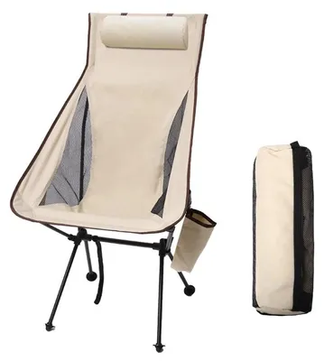 Produktbild von Campingstuhl WESTTUNE faltbar mit Kopfstütze Aluminium Anglerstuhl Beige