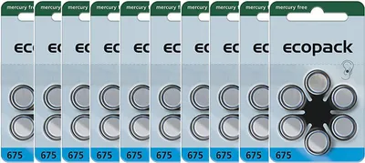 Zdjęcie produktu dla Varta 10x ecopack rozmiar 675 baterie do aparatów słuchowych 6 blister niebieski 1.4V PR44