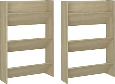 Immagine prodotto di vidaXL Scarpiere da parete, 2 pezzi, rovere Sonoma, 60x18x90 cm, materiale in legno
