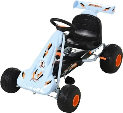Produktbild von 97x66x59cm Metall Hellblau Pedal Gokart Pedalfahrzeug ab 3 Jahre mit verstellbarem Sitz