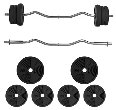 Produktbild von Langhantel Set 25kg Rutschfeste Curlstange mit 6 Gewichten PVC, für Heimfitness
