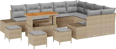 Immagine prodotto di Set da giardino vidaXL, 13 pezzi, 12 posti, color beige, in rattan sintetico