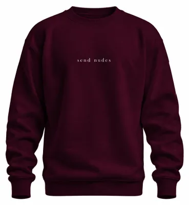 Immagine prodotto di send nudes frech humorvoll minimalistisch lustig anime otakus Unisex Felpa Pullover, Borgogna, M