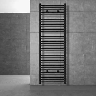Produktbild von LuxeBath Badheizkörper Sahara 600x1800 mm Schwarz matt gerade mit Seitenanschluss Designheizkörper Handtuchwärmer Handtuchtrockner, ohne Heizstab