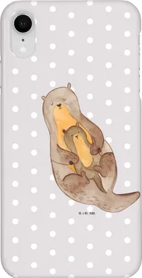 Produktbild von Mr. & Mrs. Panda Iphone XR Handyhülle Otter Kind - Grau Pastell - Geschenk, Geburt, Premium Kunststoff, Handy Case, Tochter, Baby, Familie, Mutter
