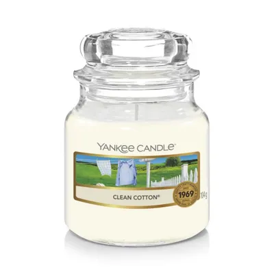 Zdjęcie produktu dla Yankee Candle Clean Bawełna, Cylidner, Biały, CEDAR, Piżmo, Wetiwer, Drewniany, 20 h, 1 szt.
