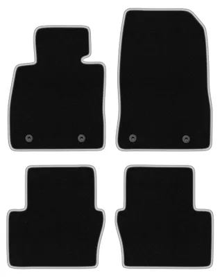 Immagine prodotto di Tappetini in moquette per Mazda 2 IV 2014- (hatchback) – set 4 pezzi, nero/argento, su misura – Wielganizator CARLUX