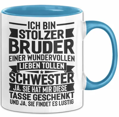 Produktbild von Bruder Geschenk Tasse Lustig Geschenkidee Für Besten Bruder (Blau)