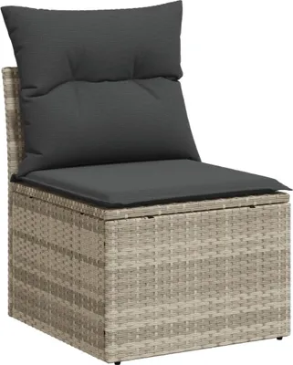 Produktbild von Gartensofa ohne Armlehnen mit Kissen Hellgrau Poly Rattan