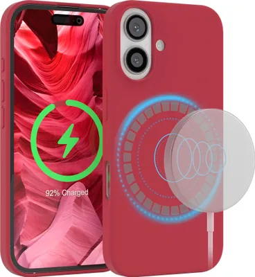 Produktbild von EAZY CASE Silikon MagSafe Handyhülle kompatibel mit Apple iPhone 16 Hülle mit Kameraschutz, Silikonhülle, Schutzhülle Rot