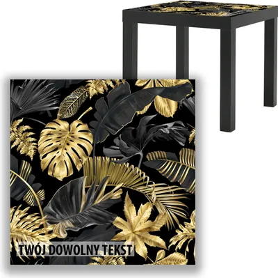 Zdjęcie produktu dla BLAT SZKLANY IKEA LACK Złote liście z Twoim napisem 55x55cm 051b